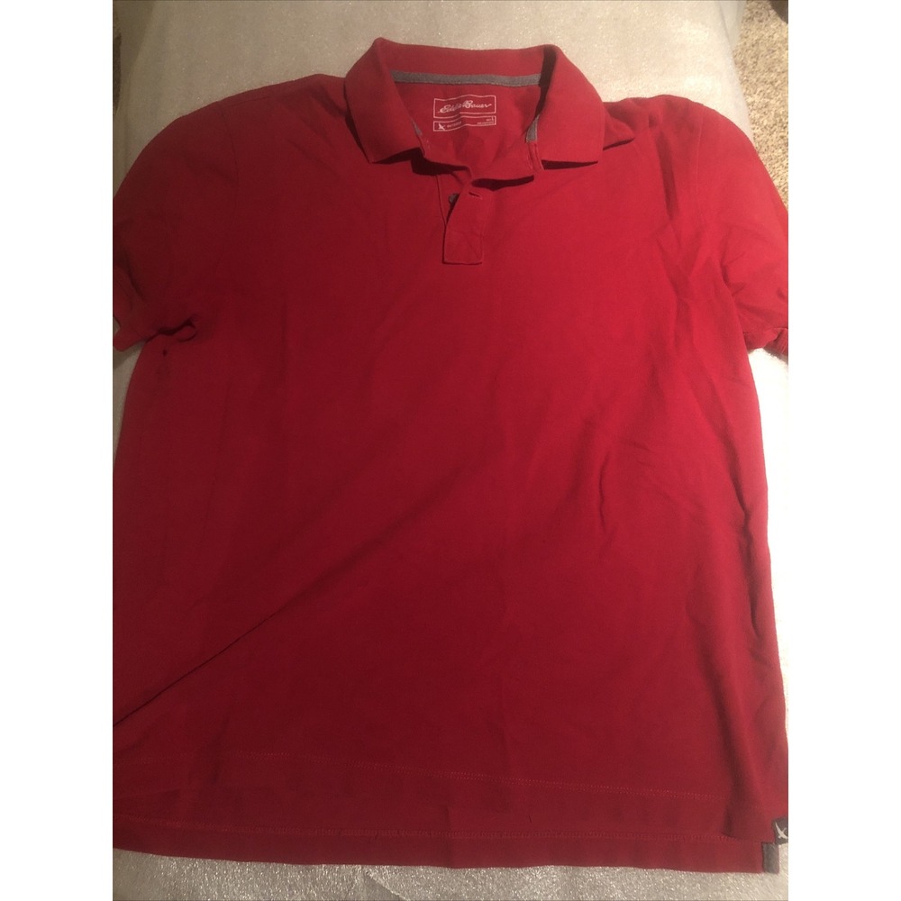 LL Bean Red Polo Shirt Golf Outdoor Wear Preowned Large - Picture 2 of 4